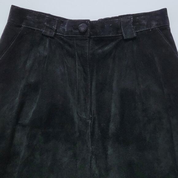 Evan Davies Black 100% Pig Suede Pleated Shorts Women’s Size 10 EUC Quiet Luxury - Picture 3 of 8